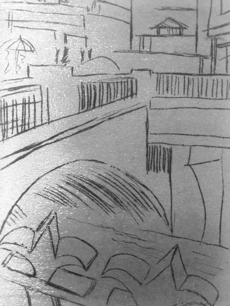 "Lancashire bridge" Drypoint