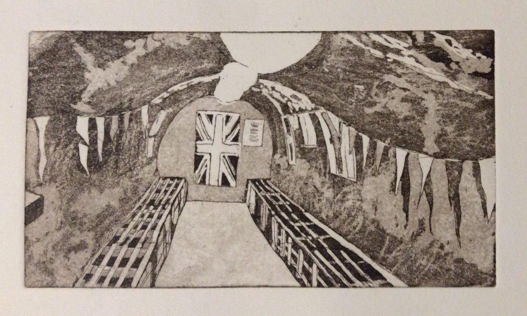 "Air Raid Shelter" Etching Aquatint (Sepia)
