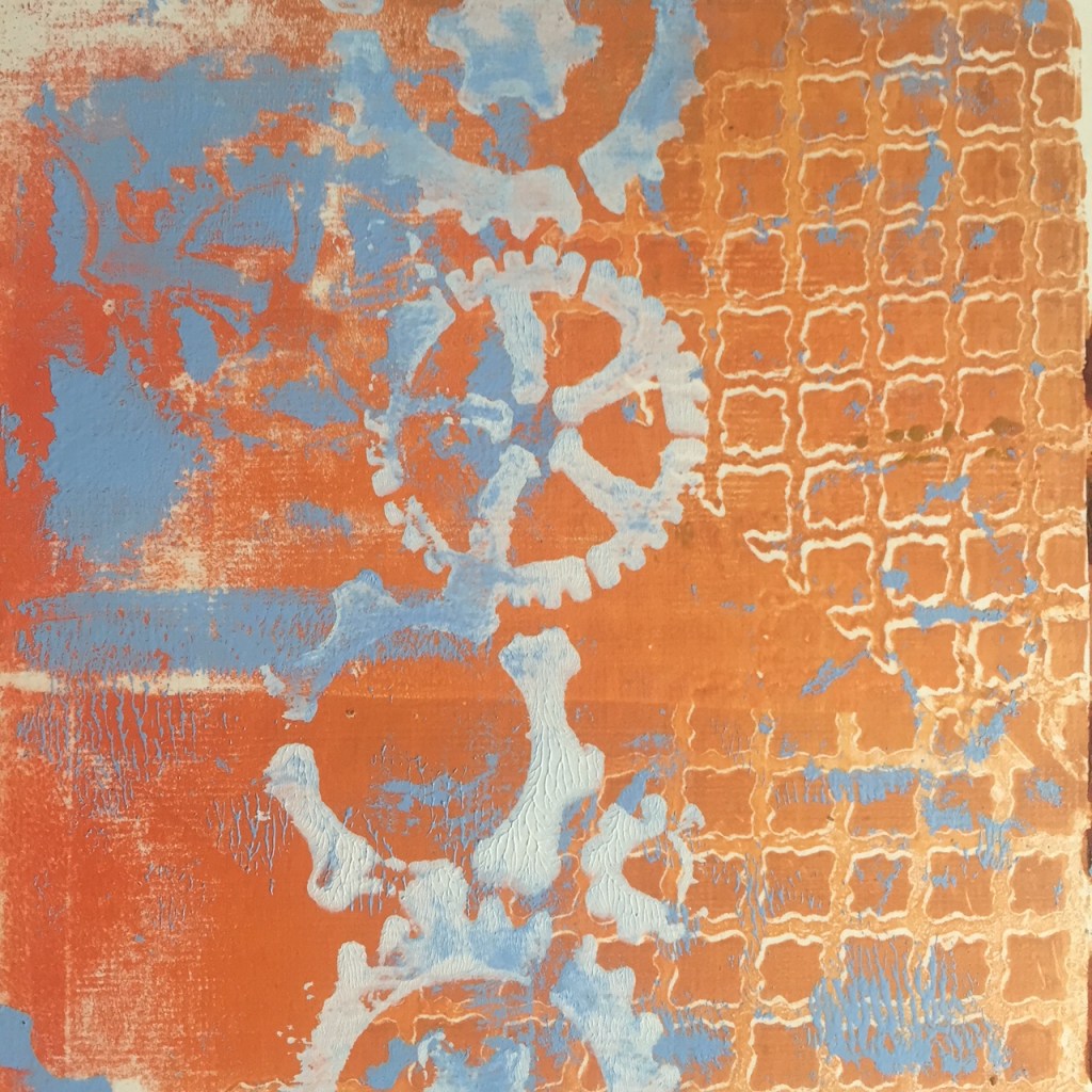 Gelli print with stencil.