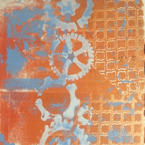 Gelli print with stencil.