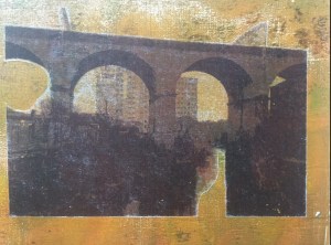 Gelli print with matte medium transfer.