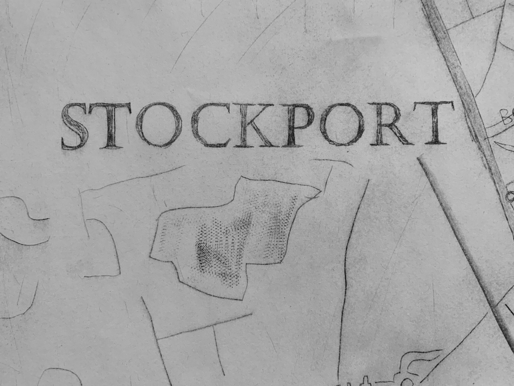 "Map of Stockport" Drypoint