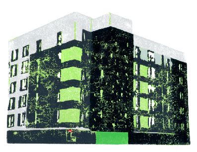 "The Mailbox" Reduction Lino-cut