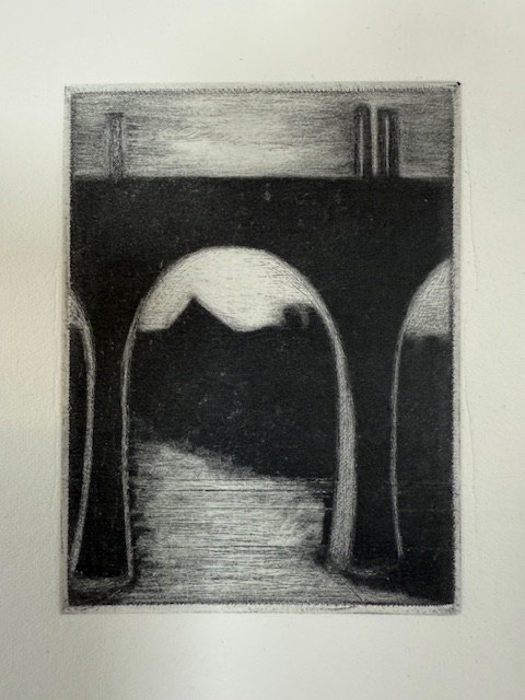 "Viaduct" by Neil Robinson, Mezzotint (20:20)